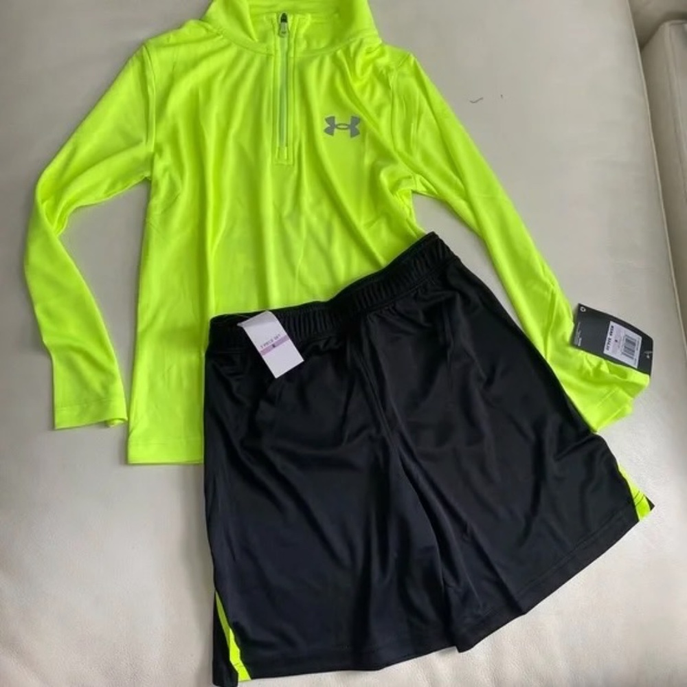 Under Armour Kids Bright Lime and Black Set - Picture 3 of 3